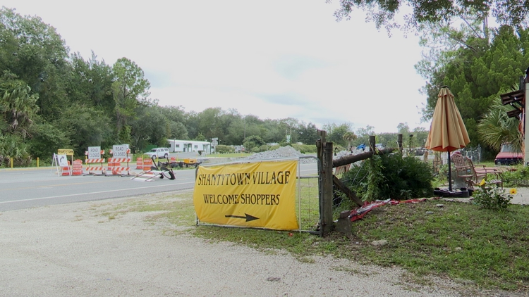 Shantytown Village owner concerned Pellicer Creek bridge construction is impacting business — First Coast News Local, Maplewood Business news